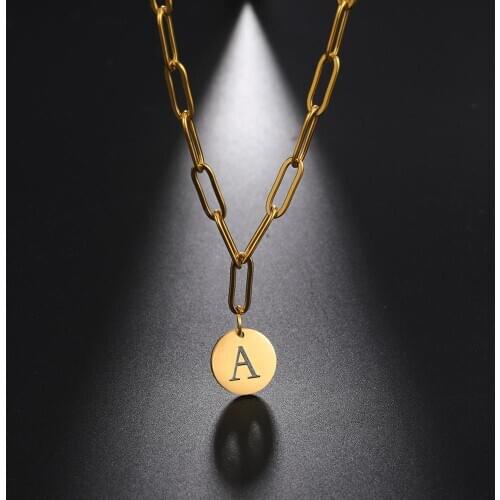 New Minimalist Punk Initial Letter Choker Necklace Gold Color Stainless Steel Paper Clip Chain Necklaces for Women Party Jewelry