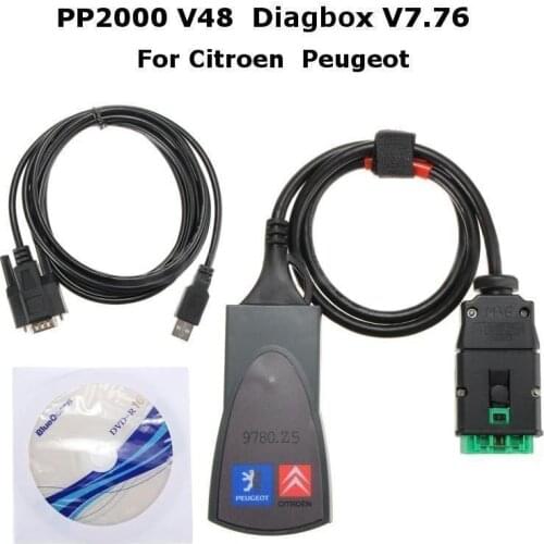 New PP2000 V48 Lexia3 Diagnostic Scanner for Citroen for Peugeot Diagbox V7.76 Fault Diagnosis Instrument Tester Tool Black Auto
