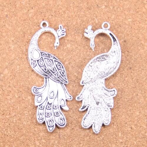 4pcs Charms peacock 61x21mm Antique Pendants,Vintage Tibetan Silver Jewelry,DIY for bracelet necklace