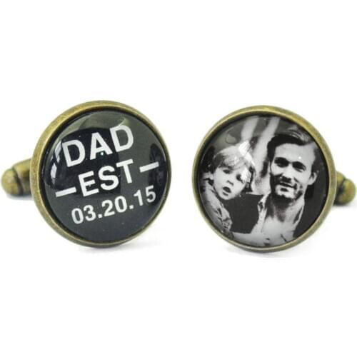 Custom Photo Cufflinks Fathers Day Gift Personalized Photo Cuff Links Father Gift Dad Gift Round Cufflinks
