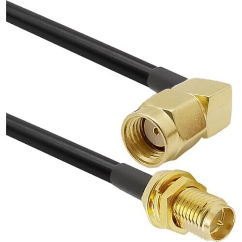 RP-SMA Male Right Angle to RP-SMA Female LMR195 WiFi Antenna Extension Coaxial Cable for Wireless Mini PCI Express PCIE Network