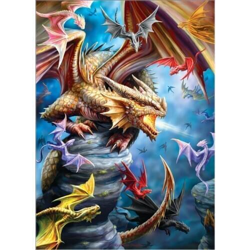 Counted Cross Stitch Kits Needlework Embroidery - Crafts 14 ct Aida DMC Color DIY Arts Handmade Home Decor - Dragon Clan