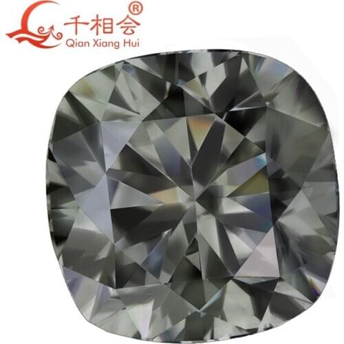 Gray color cushion shape moissanites loose stone by qianxianghui( video is light yellow)