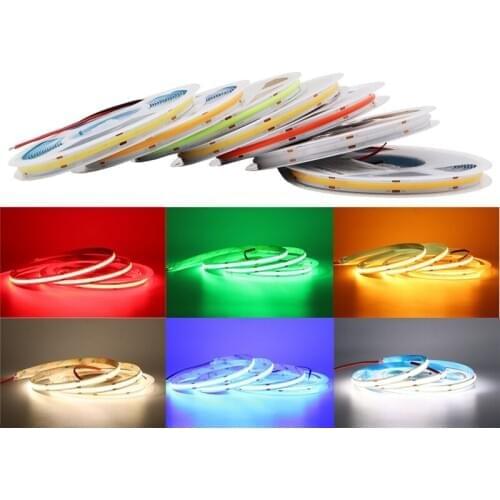 COB LED Strip Light High Density Flex LED Tape Light Dimmable FOB Linear Ribbon Red Green Blue 3000K 4000K 6000K DC12V/24V