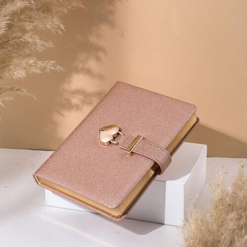 Heart Shaped Combination Lock Diary with Key Personal Organizers Secret Notebook Gift for Girls and Women