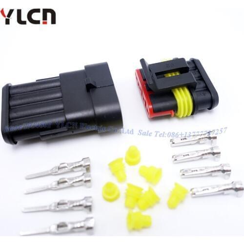 High Quality 1 Set 4 Pin Way Sealed Car Waterproof Electrical Wire Connector Plug