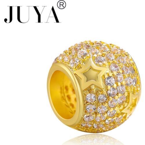 High Quality Copper Inlaid AAA Zirconia Rhinestone 5mm Big Hole Beads For DIY Original Bracelet Bangle Jewelry Gold Beads