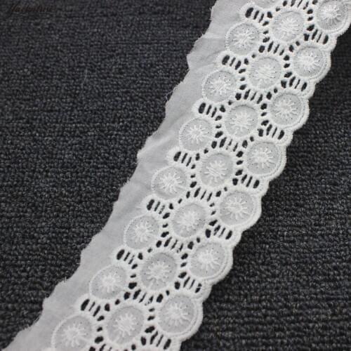 YACKALASI 100% Cotton Lace Trim Eyelet Embroidered Lace Ribbon Swiss Cotton Voile Sewing Apparel Trim Appliqued MilkyWhite 6CM