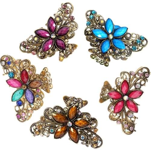 5 Pieces 5 Pieces Women Hair Clip Metal Flower Butterfly Pliers Accessories For Woman Girl