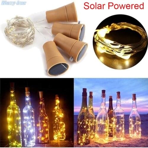 1M/2M Solar Powered Wine Bottle Cork Outdoor Light Garland Lights Festival Outdoor Fairy Light Shaped LED Copper Wire String