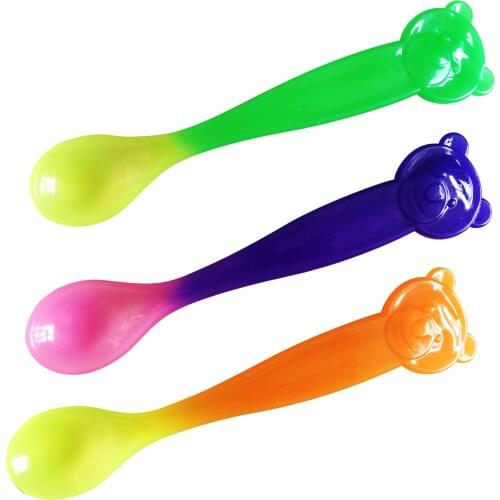 1Pc Safety PP Temperature Sensing Spoon Baby Flatware Kids Tableware For Baby Feeding Spoon Safety Spoon G0439
