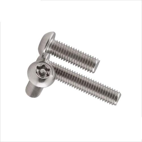 10/50x M2.5 M3 M4 M5 M6 304 stainless steel Six Lobe Torx Button Round Head with Pin Tamper Proof Anti Theft Security Screw Bolt