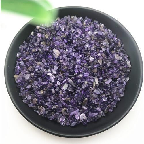 100g 2-4mm Natural Mini Amethyst Gravel Quartz Crystal Stone Rock Chips Lucky Healing Natural Stones and Minerals