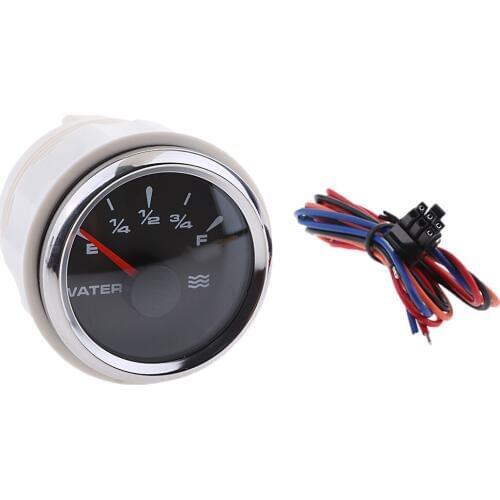 2 inch 52mm Marine Dash Mounted Water Lever Gauge with Backlight - E-1/4-1/2-3/4-F Indicating Range (0 to 190ohm)