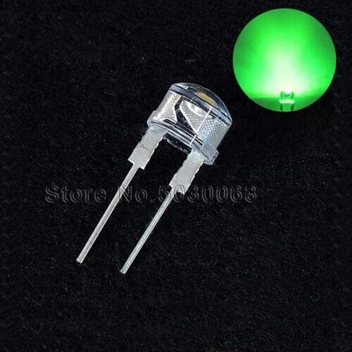 50pcs/lot 8MM 0.5W straw hat Emerald Green LED light emitting diode bright F8 DIP Lamp beads astigmatism Water clear