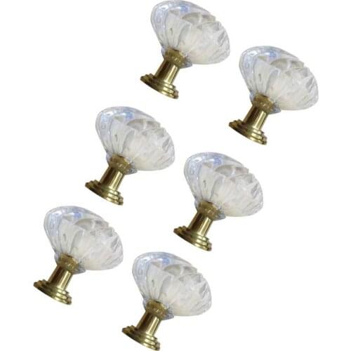 Pack of 6PCS Acrylic Door Pull Knob Drawer Cabinet Cupboard Handle Home Hardware Furniture Decor + Pack of 6 Screws