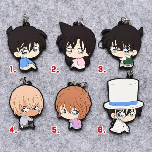 Anime CUte Keychain Detective Conan Tooyama Kazuha Heiji Resin Rubber Keychian Keyrings Portachiavi
