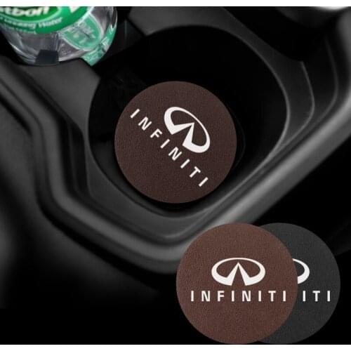 2Pcs PU Leather Car Cup Mat Auto Emblem Coaster Accessories For Infiniti QX60 QX70 QX80 Q50 Q50L Q60 Q70L G35 G37 QX30 QX50 ESQ
