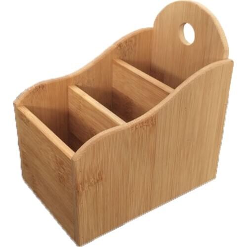 Bamboo Desktop Storage Box for Remote Control Brush Pen Debris Storage Box Office Storage Supplies