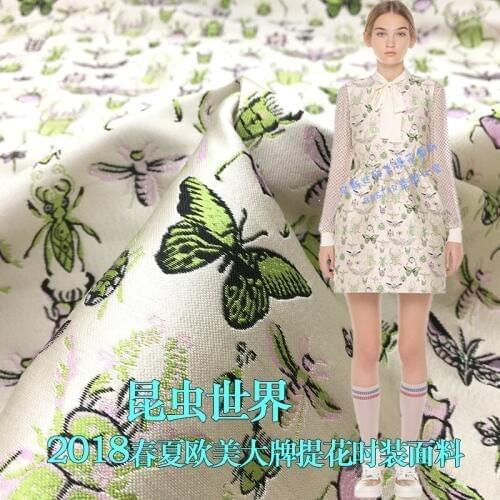 Big fashion insects dyed jacquard fabric spring and summer dress short skirt clothing fabrics high-grade dress large wide