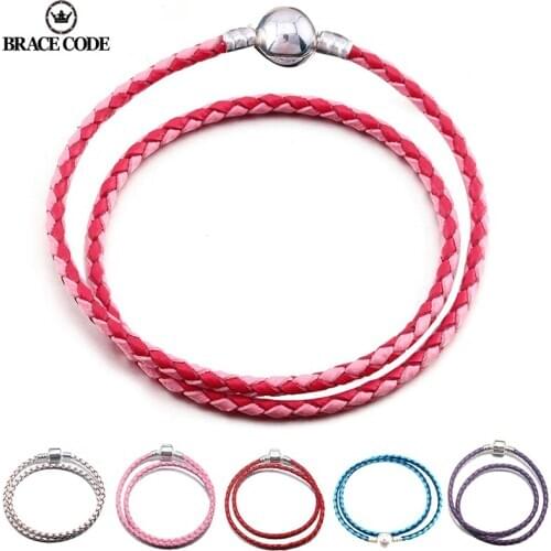 BRACE CODE Newest High Quality Fashion 9 Colors Leather Chain Charm Brand Bracelets For Women DIY Bracelet Jewelry Accessories