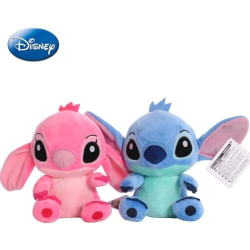 Disney Lilo & Stitch Scrump Cartoon Plush Dolls Pink Blue Couple Cute Stuffed Pendant Keychain Baby Toys Girl Kids Birthday Gift