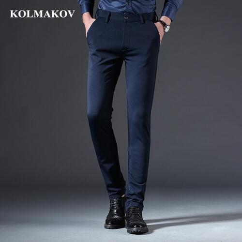 KOLMAKOV New Mens Pants Skinny Classic Business Casual Trousers Elastic Pencil Pants Homme with Full Length Hot Sale Pants Men