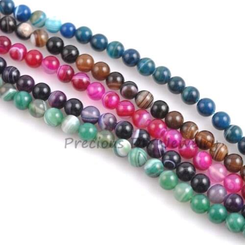 Natural Stone Stripe Beads Onyx Round Loose Beads For Jewelry making DIY 5 colors 6 8 10MM Pick Size TRS0003