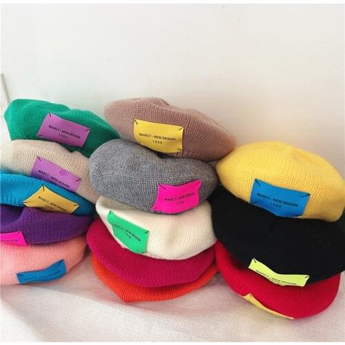 2021 Kids Woolen Hat Baby Hats Toddler Letter Patterns Knitted Hat Beanie Beret Warm Bucket Caps for Autumn Winter 2-8 Years