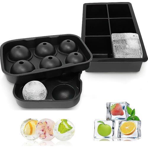 Silicone Ice Cube Maker 6 Grids DIY Ice Maker Square Ball Shape Fruit Ice Cube Tray for Candy Cake Pudding Chocolate Molds Tool