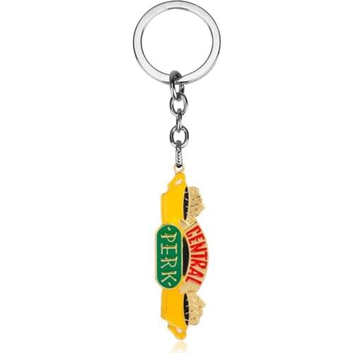HEYu TV Show Central Perk Coffee Time Keychain Coffe Shape Pendant Friendship Key Chains Key Bag key Holder Trinket