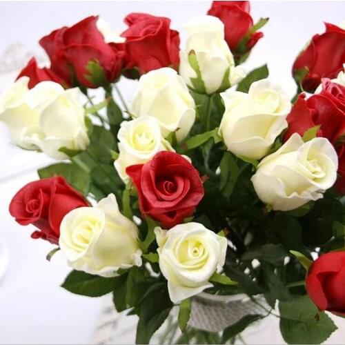 PU Rose artificial latex fake flowers hot sale office christmas decorative wedding decoration 5color choose free shipping