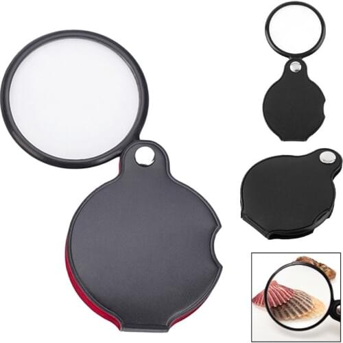 Mini Pocket Magnifier Lightweight Foldable Magnifying Glass 5X 6X Leather Magnifier Loupe Pocket Magnifying Glass