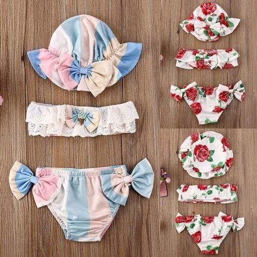 Toddler Baby Girl 0-24M Floral Swimsuit Bathing Swimming Suit Bikini Set Swimwear UK