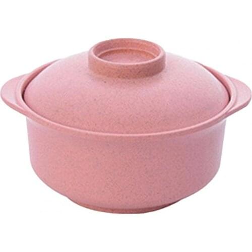 Instant Noodles Bowl Wear-resistant with Lid Wheat Straw Salad Rice Bowl Tableware for Cereal