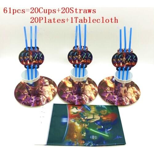 Star Wars Party Supplies Set Decorations Disposable Star Wars Theme Party Plate Cup Straw Kid Birthday Party Supplies Tablecloth