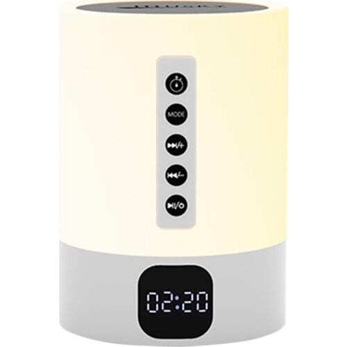 Night Light Bluetooth 5.0 Speaker USB LED Bedside Lamp Ambient Light 3 Brightness Settings Digital Alarm Clock For Bedroom
