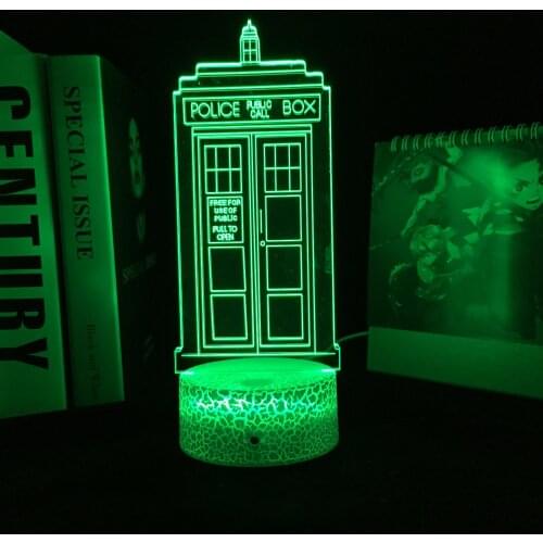 Doctor Who Call Box Nightlight 3D Optical LED Night Light for Kids Bedroom Decor Police Box Gift Lamp for Child Room Table Lamp