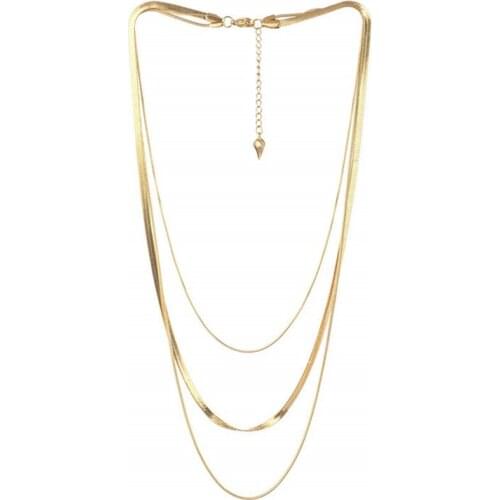 2021 New Triply Wear Snakesbone Chain Fashion Simple Necklace Collbone Chain Bohemian Style Copper Plated Real Gold Jewelry