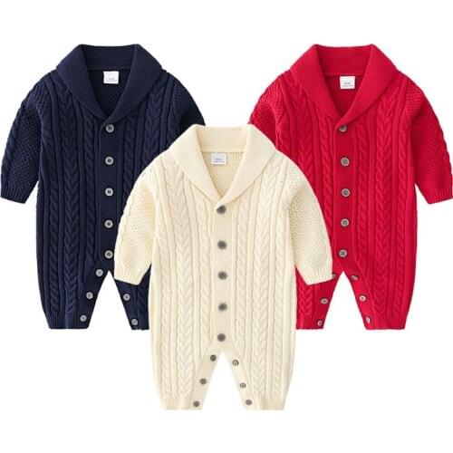 Autumn Winter Male Hemp Baby Jumpsuit Knitted Baby Clothing Crawl Clothes Boys Rompers Girls Jumpsuit New Born Baby Clothes