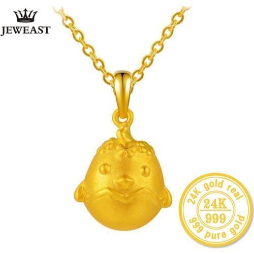 ZZZ Necklace 24K Pure Gold Charms Cute Chick Shape Chinese Zodiac Classic Lover Gift Fine Jewelry wholesale Pendants