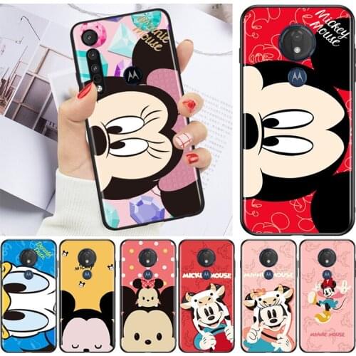 Couple disney mickey cute for Motorola G9 G8 G E7 E6 One Play Marco Hyper Fusion Stylus Power Edge Plus Black Phone Case