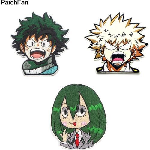 A3107 Patchfan 3pcs/Set My Hero Academia Anime Iron on Patches Clothing Para Embroidered Badges Sew Applique Patchworks sticker