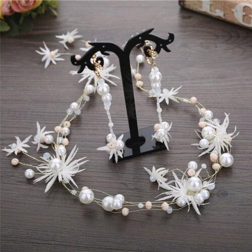 Bridal simple hair accessories wedding dress accessories handmade crepe porcelain beads wedding tiara bridal headband