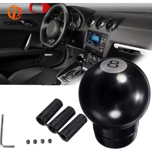 POSSBAY No.8 Style Ball Car Gear Shift Knob Universal Aluminum Black Shifter Lever Knob Manual Transmission Handbrake Grip