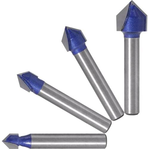 Double-edged Drill Bit 3D engraving 4pcs High strength 1/4\\\\\\\'\\\\\\\' 90Degree