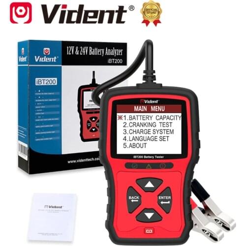 VIDENT iBT200 Car Battery Tester 12V Automotive Charger Analyzer 24V Heavy Duty Trucks Vehicle Cranking Scanner Tool