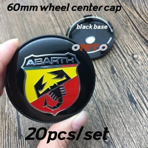 Universal car styling Wheel Center Cap 6CM 2.36inch 20pcs/set Decorative Abarth Sign Logo Rim Cap Dust-proof Hubcap