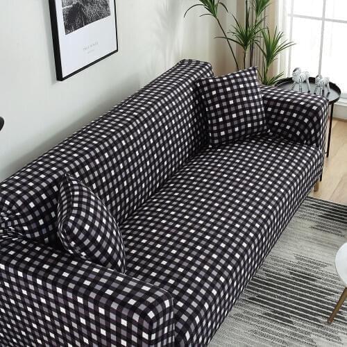 High Elasticity Black Dot All-inclusive Living Room Home Decoration L-shaped Corner Sofa Towel Sofa Cover Large 1/2/3/4 Seat