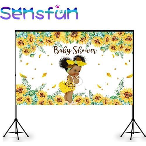 Xq0535 Sunflower Princess Backdrop Girl newborn baby shower 1st birthday party background photo studio table banner decor 7x5ft